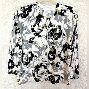 Charter Club Black and White Floral Cardigan